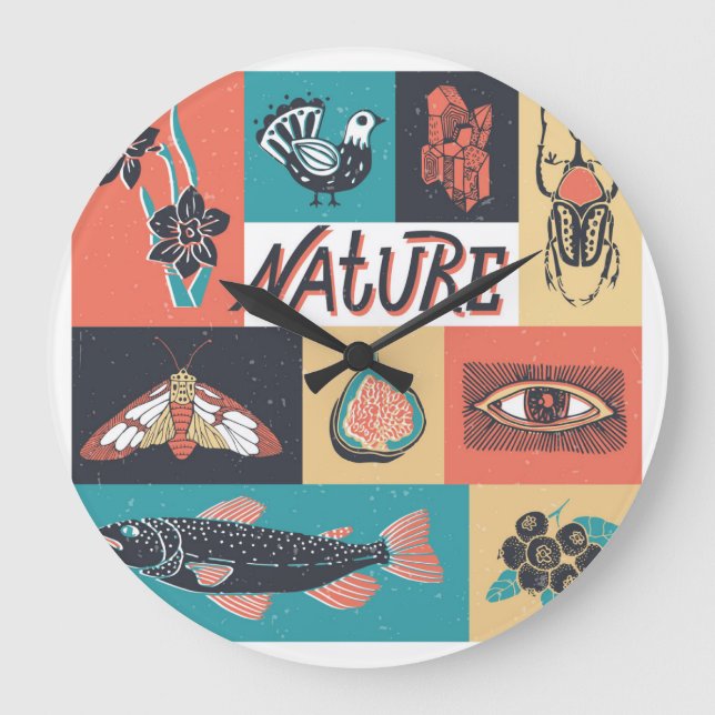Nature Inslag, Retro Stil Icons. Stor Klocka (Framsida)