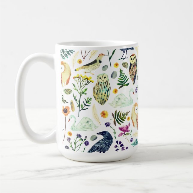 Nature-Inspired Botanical Pattern Decorative Throw Kaffemugg (Vänster)