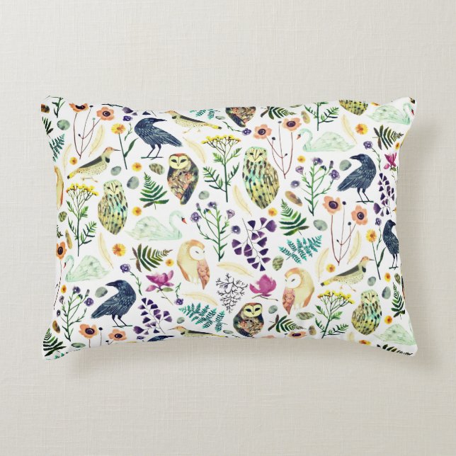 Nature-Inspired Botanical Pattern Decorative Throw Prydnadskudde (Framsidan)
