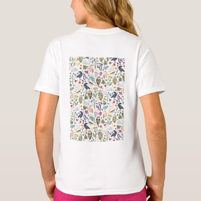 Nature-Inspired Botanical Pattern Decorative Throw T Shirt (Baksida)
