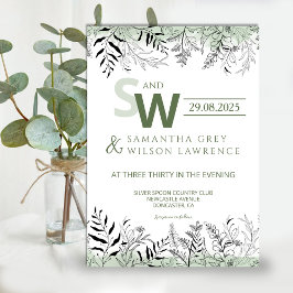 Nature inspired Greenery  Wedding Invitation Inbjudningar