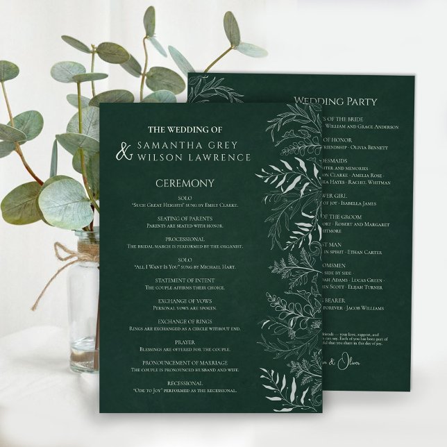 Nature Inspired  Greenery Wedding Program Card (Skapare uppladdad)