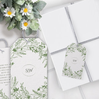 Nature Inspired Minimalist Monogram Presentetikett