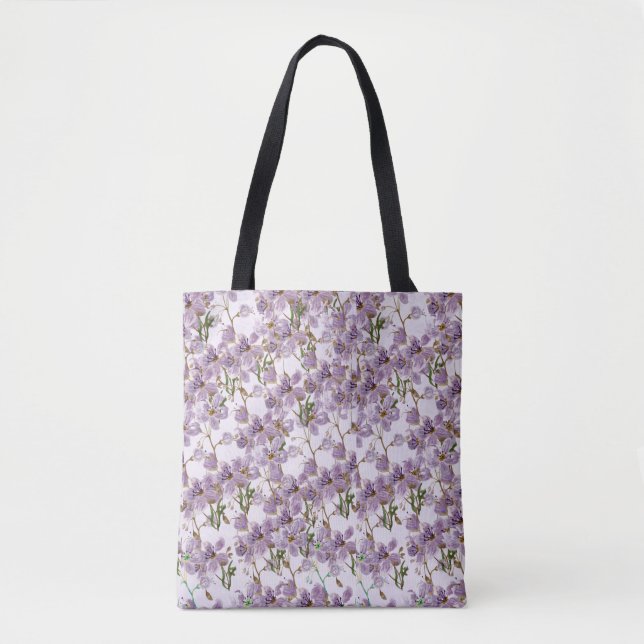 Nature-Inspired Purple Flower Tote Tygkasse (Framsida)