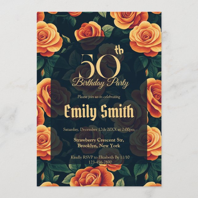 Nature Inspired Rose Charm Surprise Birthday Party Inbjudningar (Framsida)