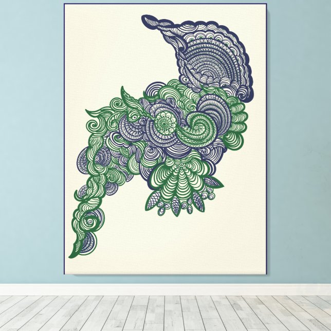 Nature_Inspired WallArt with Floral Centerpiece Canvastryck (Insitu (trägolv))