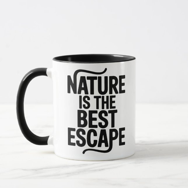 Nature Is The Best Escape Outdoor Quote Design Mugg (Vänster)