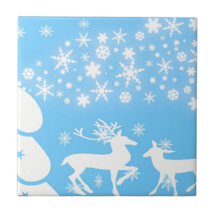 Nature Landscapes Seasons Winter Snowflake Hjort Kakelplatta