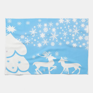 Nature Landscapes Seasons Winter Snowflake Hjort Kökshandduk