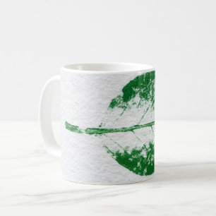 Nature Löv Print grönt på vitt vår-äpple. Kaffemugg