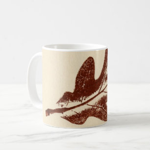 Nature Löv Skriv ut brun vit ek löv mask äts Kaffemugg
