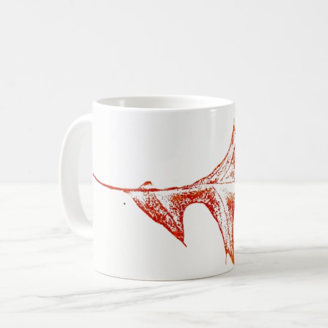 Nature Löv Skriv ut rött stift på vintern löv. Kaffemugg (Framsida vänster)
