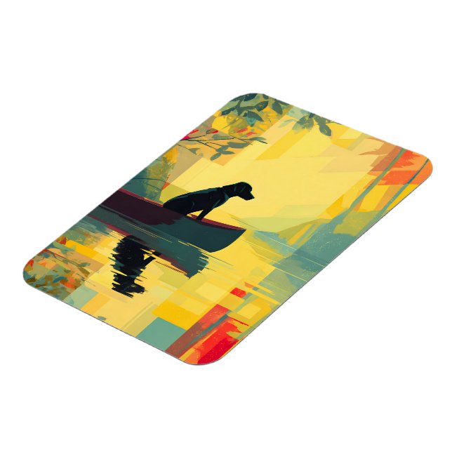 Nature Minimalist Black Labrador Canoe Magnet (Vänstra Sidan)