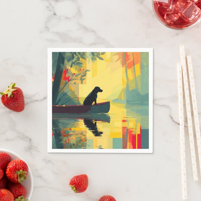 Nature Minimalist Black Labrador Canoe Pappersservett (Insitu)