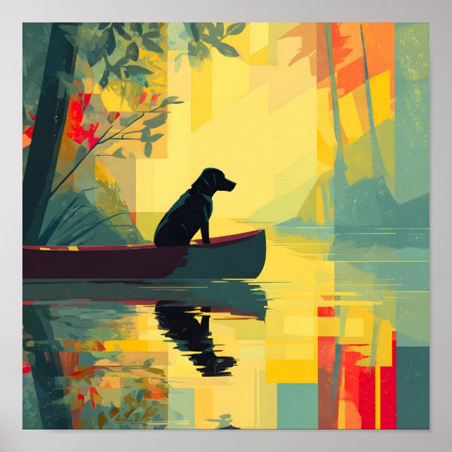Nature Minimalist Black Labrador Canoe Poster (Framsidan)