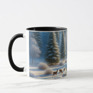 Nature Mug, Deer, Winter Scene, wildlife coffee mu Mugg