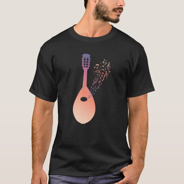 Nature Music String Instrument Mandolin T Shirt (Framsida)