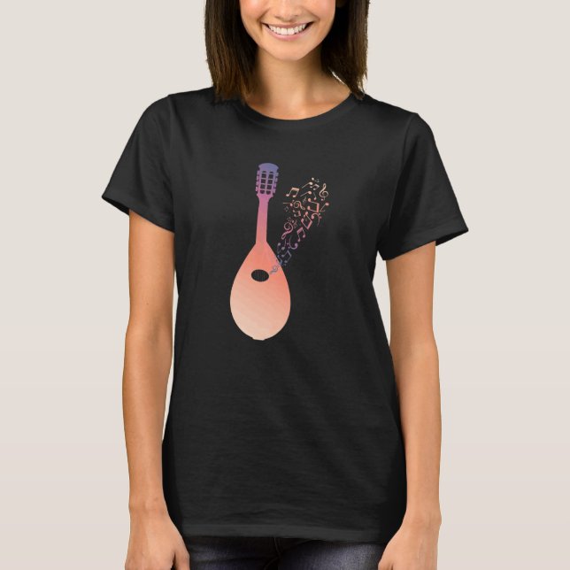 Nature Music String Instrument Mandolin T Shirt (Framsida)