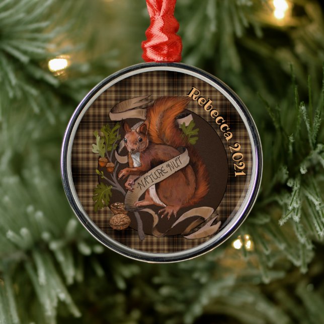 Nature Nöt Squirrel Anpassat namn Ornament (Träd)