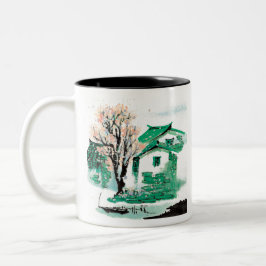 Nature Painting Village Två-Tonad Mugg