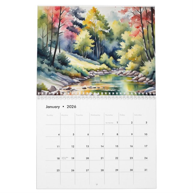 Nature Paintings Calendar Kalender (Jan 2026)