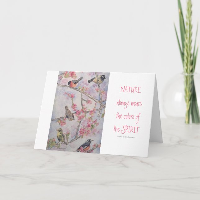 Nature Poetry Birds Watercolor Greeting Card Kort (Framsida)