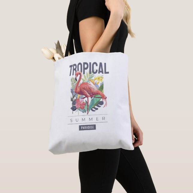 nature print phrase tropical summer paradise tygkasse (Närbild)