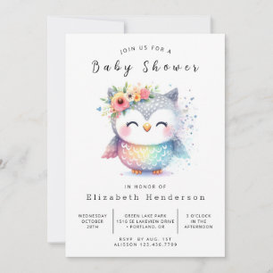 Nature Printable Uggla Baby Shower Inbjudningar