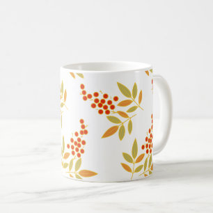 Nature Red White Berries Orange Löv Flower Kaffemugg