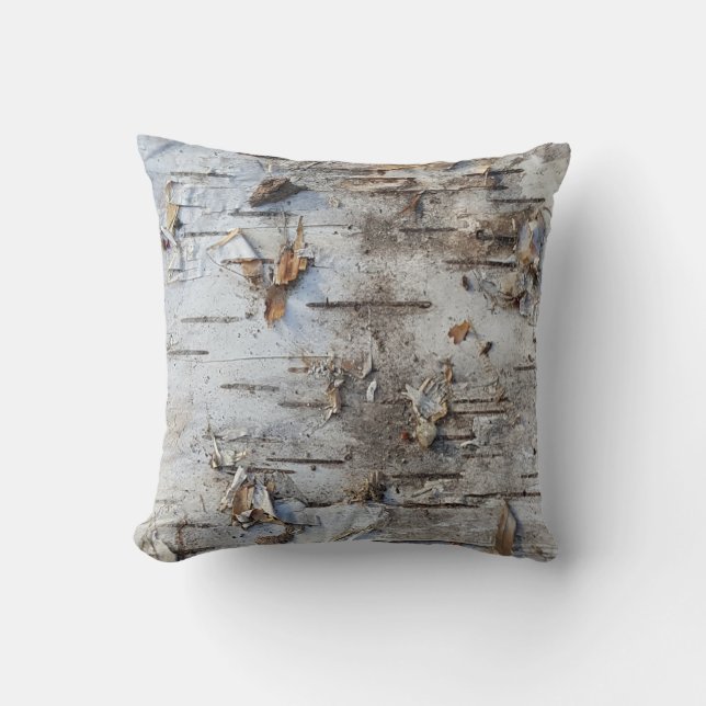 Nature Rustic Land Dry Birch Bark Photo Kudde (Framsida)