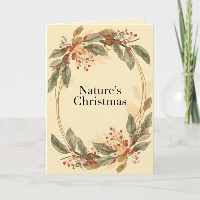 Nature’s Christmas – Minimal Botanical Holiday  Kort (Framsida)
