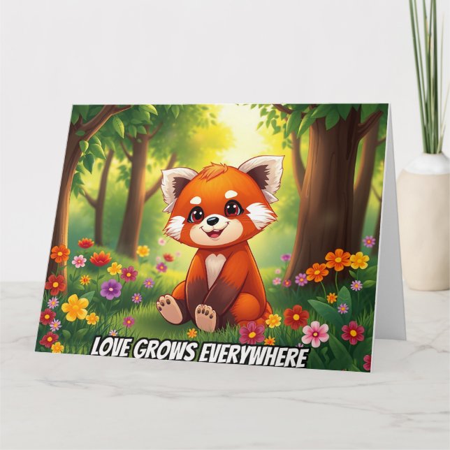 Nature’s Hug in a Cute Red Panda Kort (Framsida)