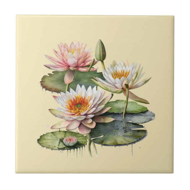 Nature Stil Vatten Lily Ceramic Tile Kakelplatta (Framsidan)