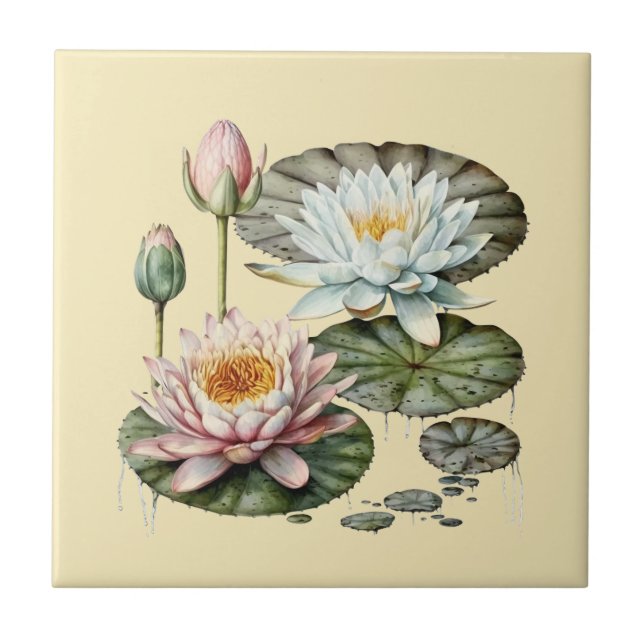Nature Stil Vatten Lily Ceramic Tile Kakelplatta (Framsidan)
