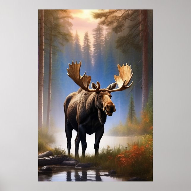 *~* Nature STREAM AP49 MOOSE Forest Poster (Framsidan)
