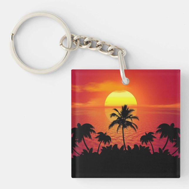 Nature Sunset Handflatan Träd illustration (Framsidan)