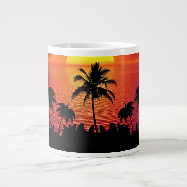 Nature Sunset Palm Trees illustration Jumbo Mugg (Framsidan)