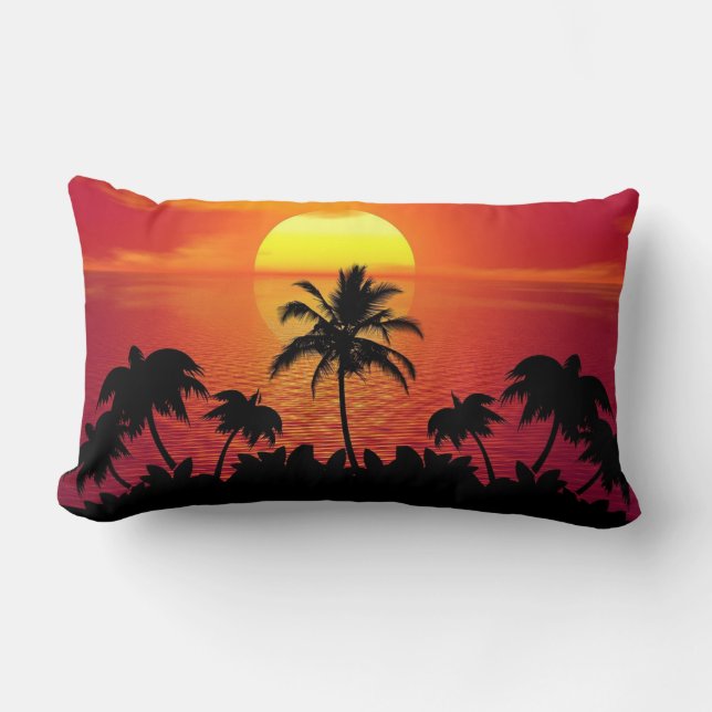 Nature Sunset Palm Trees illustration Lumbarkudde (Framsida)