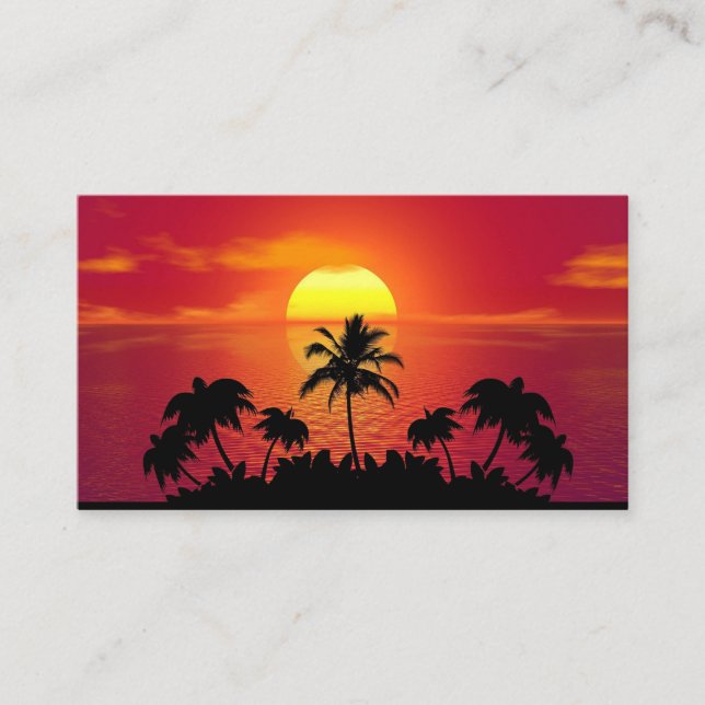 Nature Sunset Palm Trees illustration  Visitkort (Framsida)