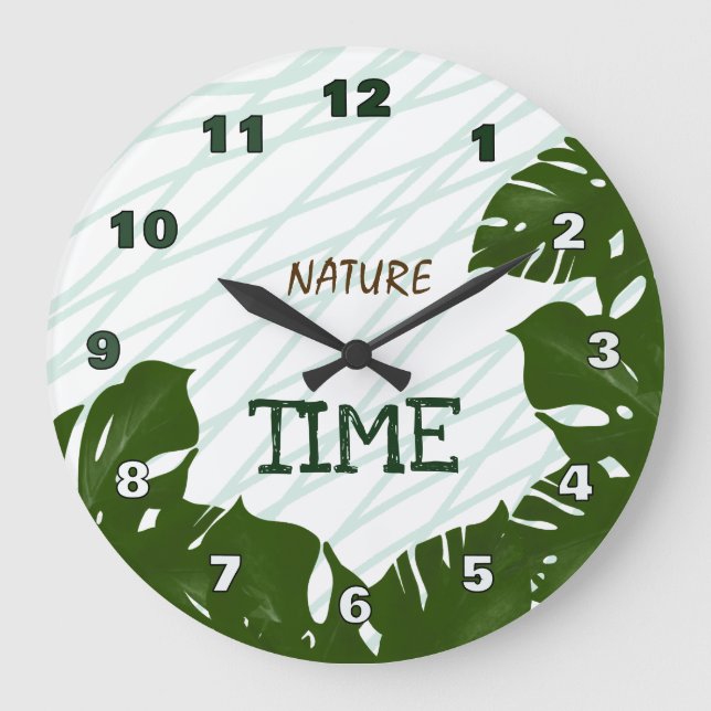 Nature Time Tropisk Grön Stor Klocka (Framsida)