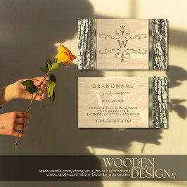 Nature Träd Bark Wood Grain Ornate Gräns Monogram Visitkort