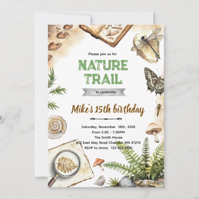 Nature Trail Birthday Invitation Inbjudningar (Framsida)