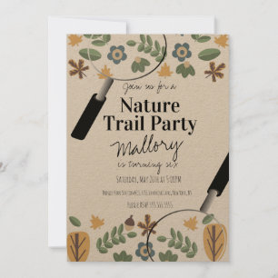 Nature Trail Skogen Acorn Birthday Rustic Greenery Inbjudningar