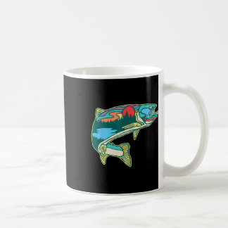 Nature Trout Illustration Vintage Fly Fishing Retr Kaffemugg