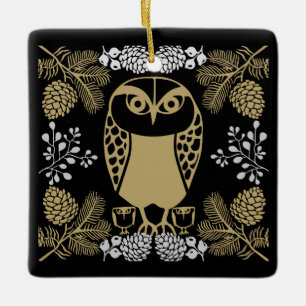 Nature Uggla Folk Art Julgransprydnad Keramik