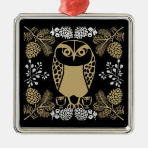 Nature Uggla Folk Art Julgransprydnad Metall