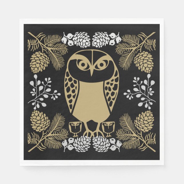 Nature Uggla Folk Art Pappersservett (Framsidan)