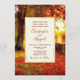 Nature Väg Höst löv Fall Christian Bröllop Inbjudningar