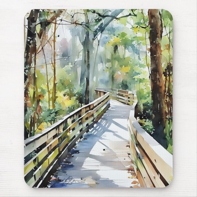 Nature Walk Watercolor Mousepad Musmatta (Framsidan)