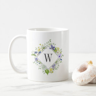Nature Walk Wildblommor med Anpassningsbar Monogra Kaffemugg